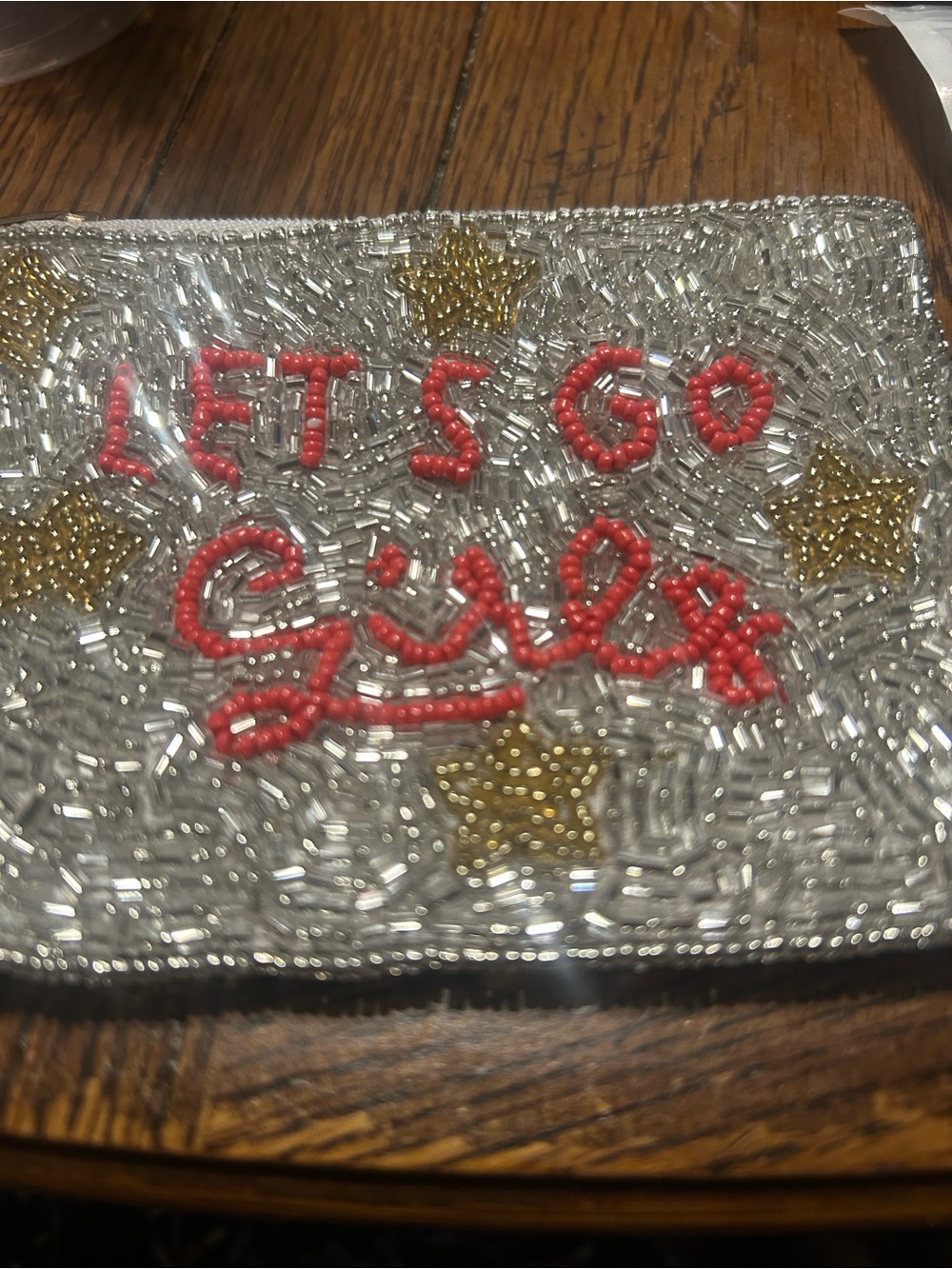 LETS GO GIRLS Hand Beaded Coin Purse NEW